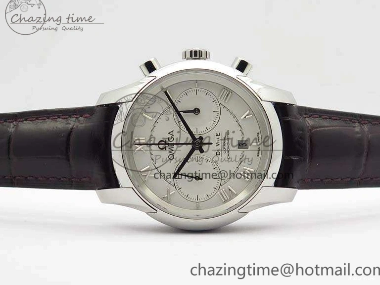 0325 De Ville Chronograph SS OMF 1:1 Best Edition White Dial On Brown Leather strap A Versatile 8111